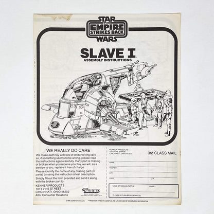 Vintage Kenner Star Wars Paper ESB Slave I Instructions