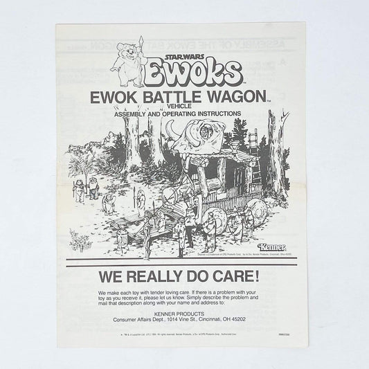 Vintage Kenner Star Wars Paper Ewok Battle Wagon Vehicle Instructions