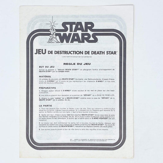 Vintage Kenner Star Wars Paper Star Wars Destroy the Death Star Game Instructions - Canadian