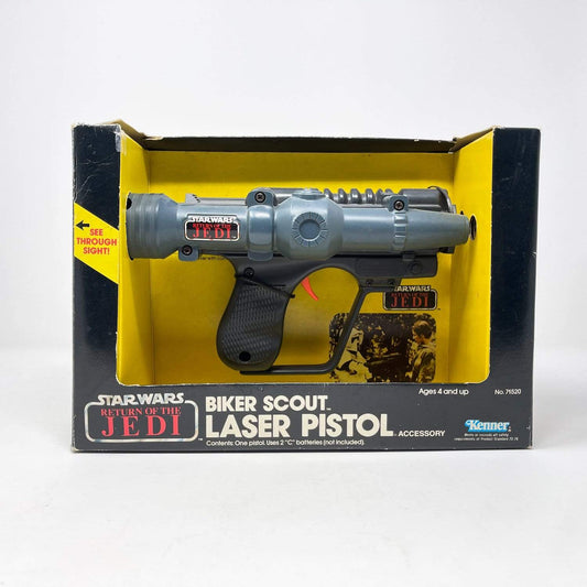 Vintage Kenner Star Wars Vehicle Biker Scout Laser Pistol - Mint in ROTJ Box