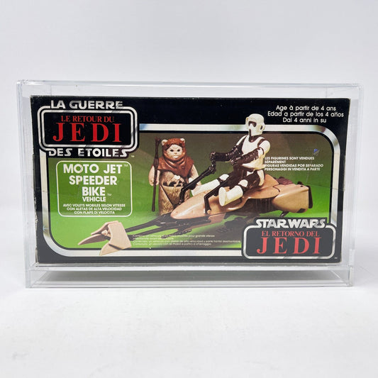Vintage Kenner Star Wars Vehicle ROTJ Speeder Bike - Tri-Logo Moto Jet Box Complete